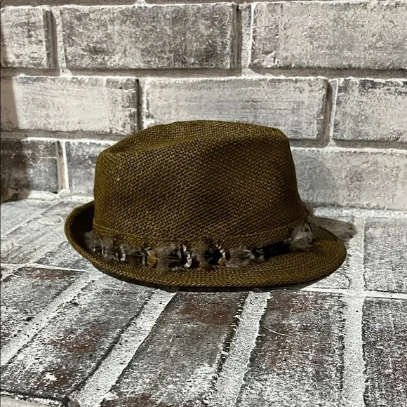 Brown Fedora Hat with Feather Band - Picture 13 of 16